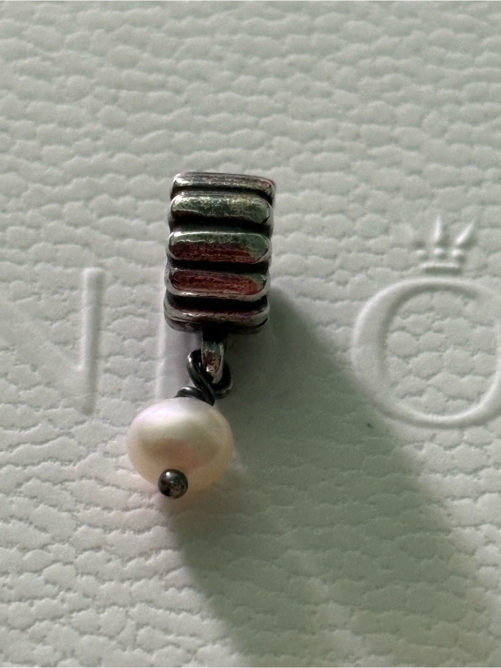 Pandora Silver Pearl Drop Charm - White Pearl